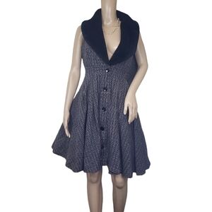 Monroe & Main Faux Fur Exaggerated Collar Dress Sleeveless